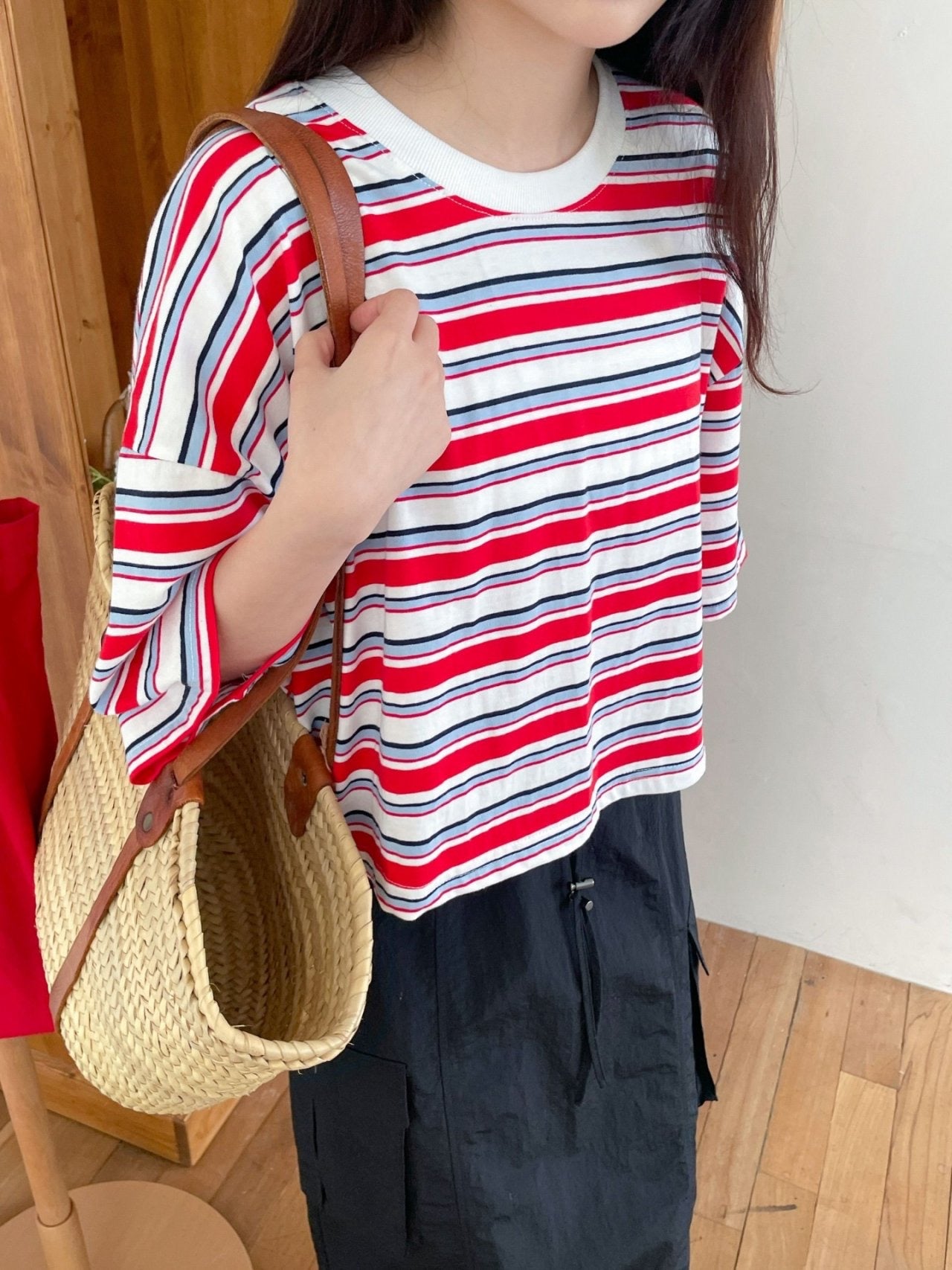 럭기 크롭 단가라티 (Lucky Crop Stripe Tee)