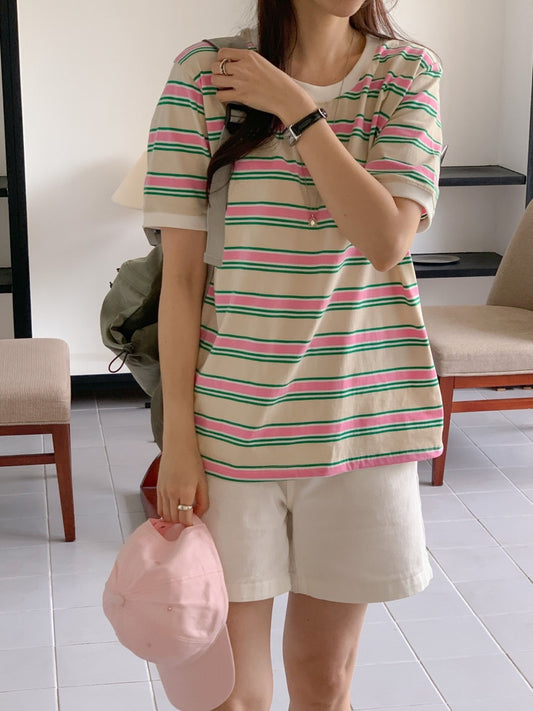 비키 단가라 박스티 (Vicky Striped Box Tee)