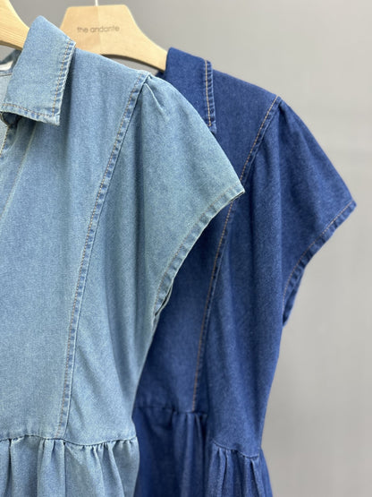 카라오픈 청 원피스 (Open Collar Denim Dress)