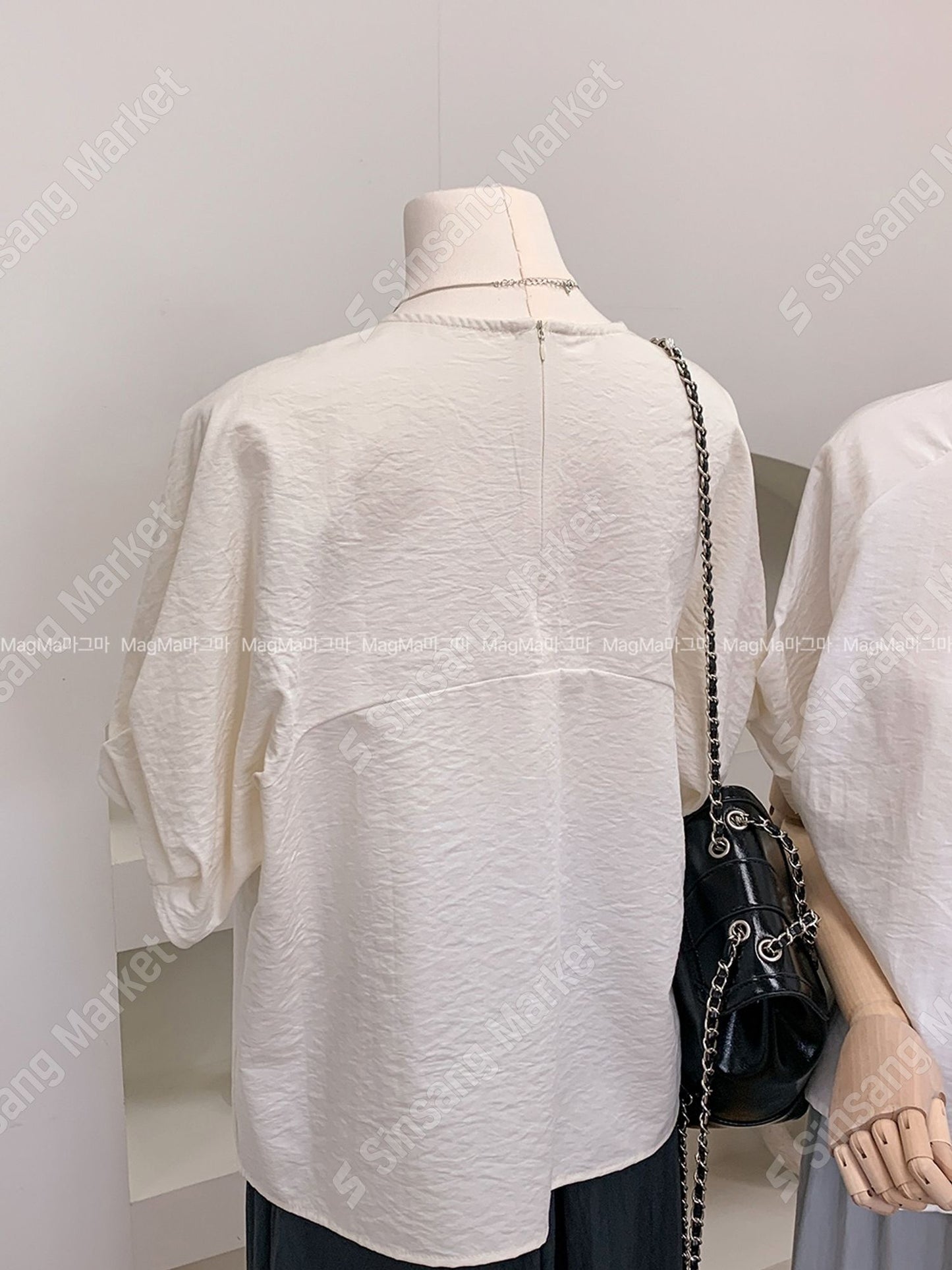 레니 핀턱 반팔 블라우스