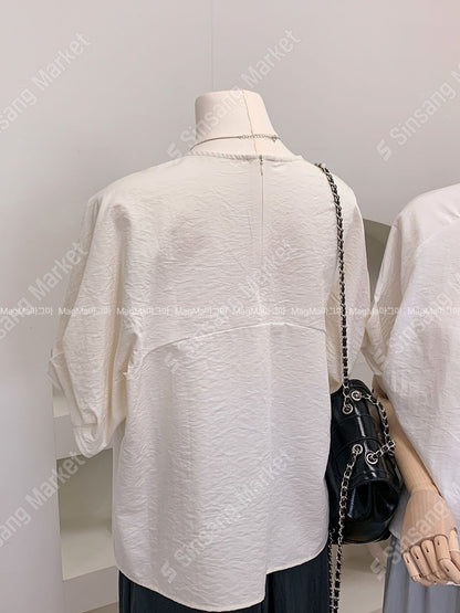 레니 핀턱 반팔 블라우스