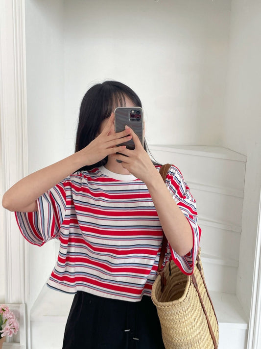 럭기 크롭 단가라티 (Lucky Crop Stripe Tee)