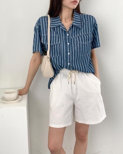스트라이프 청 남방 (Stripe Denim Shirt)