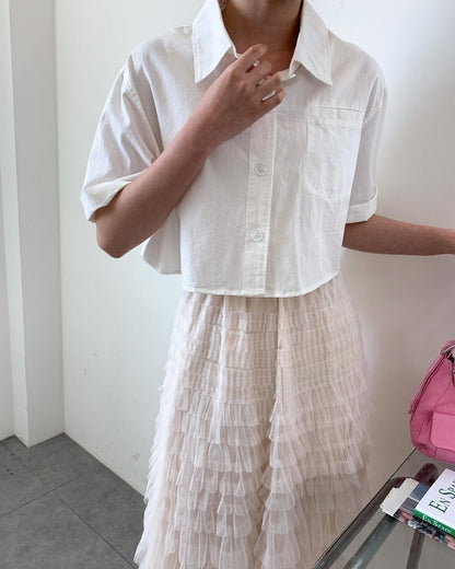리나 크롭남방 (Lina Crop Shirt)
