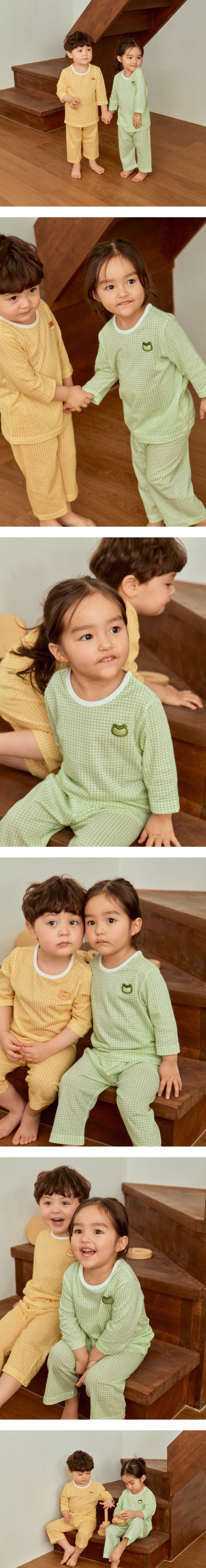 밤부 체크 실내복 (7부) (Bamboo Check Pajama Set - 3/4 Length)